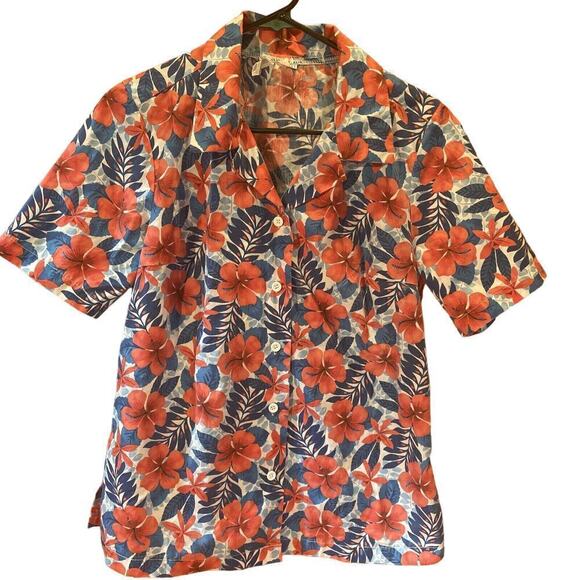 Women’s Hawaiian Shirt. Button Up. Size S/M. Red & blue Floral. Beach.Summer! - Picture 1 of 4